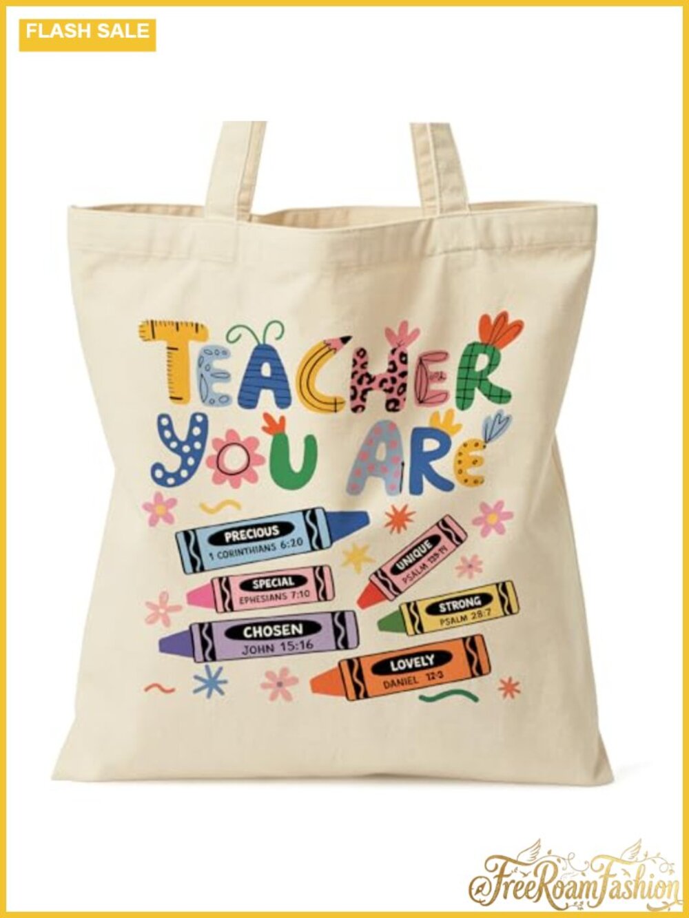 Canvas Teacher Tote Bag with Inner Pocket, Large Shoulder Bag for Work Travel